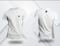 Camiseta Dry Fit de corrida masculina Runaholic, cor branca, frente com símbolo R e costas